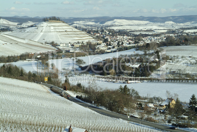 Weinberg,Weinbaulandschaft,Reblandschaft,Weinbau,Winter,Schnee,Kaelte,