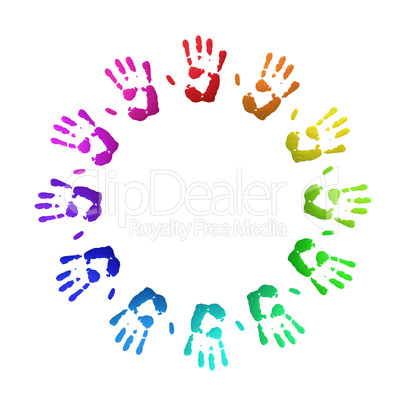 Colored handprints