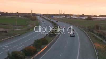 Time lapse of highway at sunset