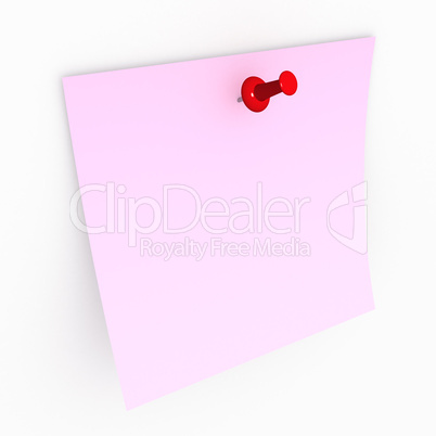 pink note paper and drawing pin