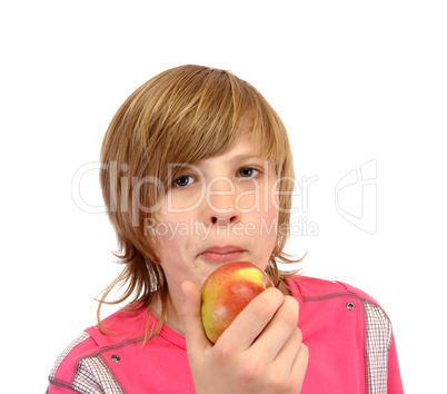 teenager with apple