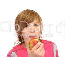teenager with apple