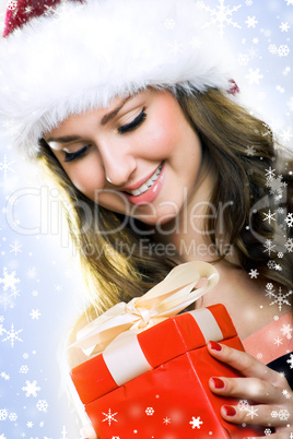 Weihnachtsfrau mit Geschenk