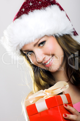 Weihnachtsfrau mit Geschenk