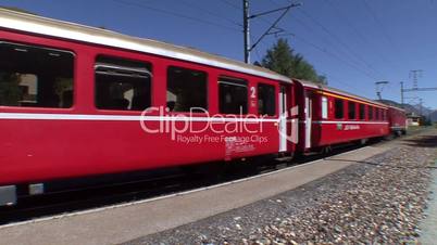Red Swiss Train Departing