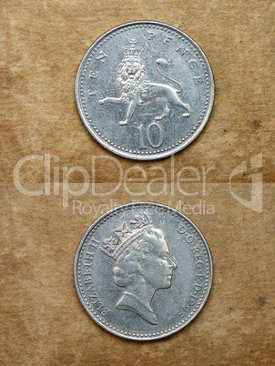 From series: coins of world. England. TEN PENCE.