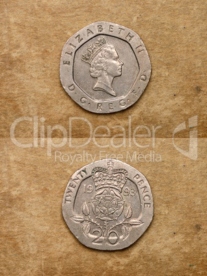 From series: coins of world. England. TWENTY PENCE.