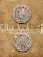 From series: coins of world. England. TWENTY PENCE.