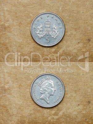 From series: coins of world. England. FIVE PENCE.