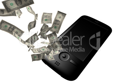mobile phone with dollars