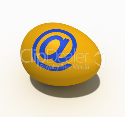 Yellow egg with figure of an ape tail (@)