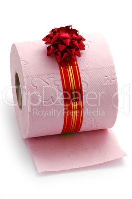 Roll of toilet paper on gift