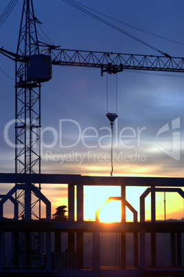 Sunset at construction site