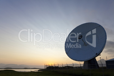 Radio Telescope at Sunset