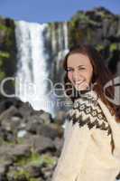 Beautiful Woman By A Waterfall
