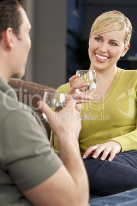 Beautiful Woman on A Romantic Date Drinking Glass of Water