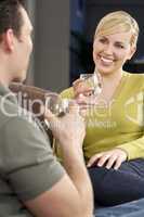 Beautiful Woman on A Romantic Date Drinking Glass of Water