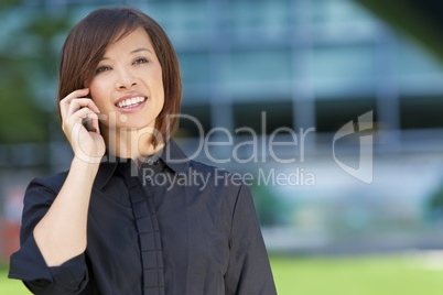 Beautiful Chinese Asian Woman On Her Cell Phone