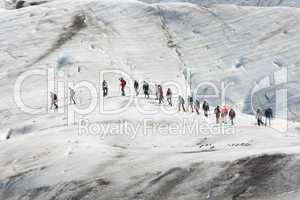 A Group Of Climbers on The Vatnajokull Glacier Iceland