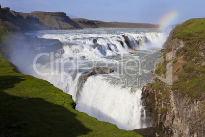 Rainbow Over Gullfoss Waterfall Iceland