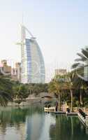 Burj al Arab hotel during sunset, Dubai, UAE