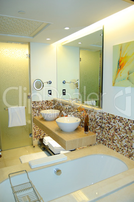 Modern bathroom in luxurious hotel, Dubai, UAE