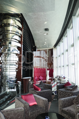 Modern bar interior in luxurious hotel, Dubai, UAE
