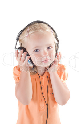 Little girl with headphones