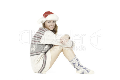 Beautiful woman in a red hat