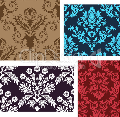 seamless damask backgrounds set