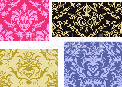 seamless damask backgrounds set