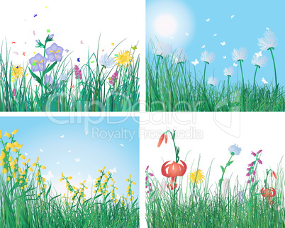 color set of grass backgrounds