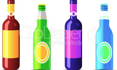 isolated alcohol bottles. No transparency and effects.