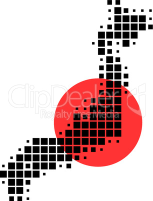 Karte und Fahne von Japan