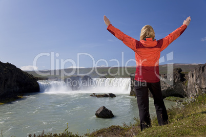 Woman At Godafoss Waterfall, Iceland