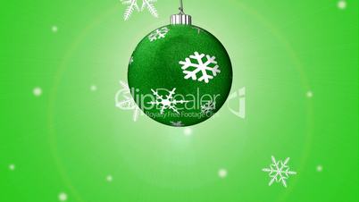 Green Bauble with Snow Loopable HD1080