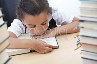 School Girl Reading A Book