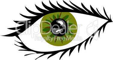 Grünes Auge mit Wimpern