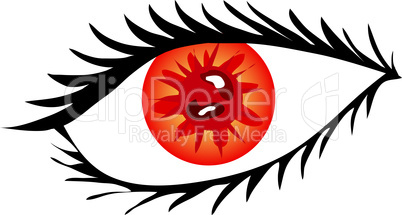 Rotes Auge mit Wimpern