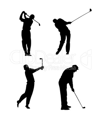 silhouetten von golfspielern