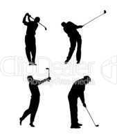 silhouetten von golfspielern