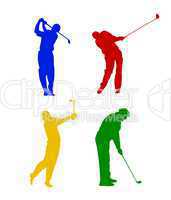bunte silhouetten von golfspielern