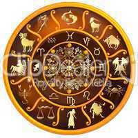 Horoskopscheibe mit Sternzeichen Symbolen