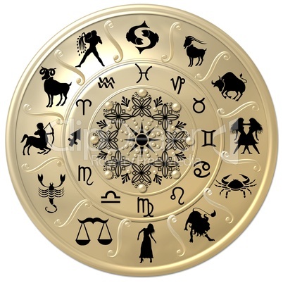 Horoskopscheibe mit Sternzeichen Symbolen