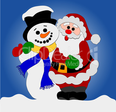 Weihnachtsmann und Schneemann