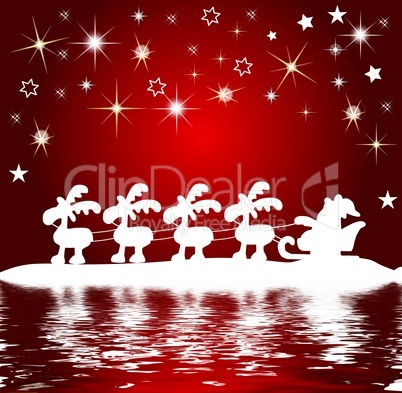 Hintergrund Weihnachtsmann mit Schlitten am Wasser
