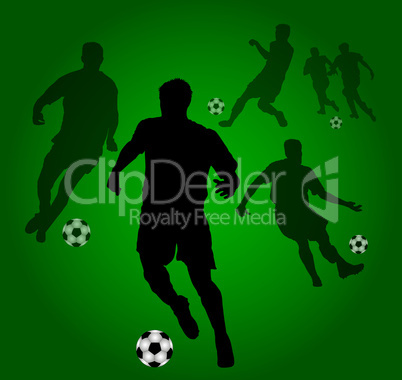 Grüner Hintergrund mit Fussballspieler Silhouetten