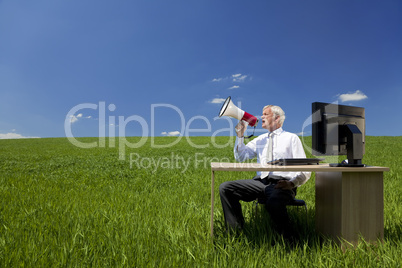 Business Man Using Megaphone