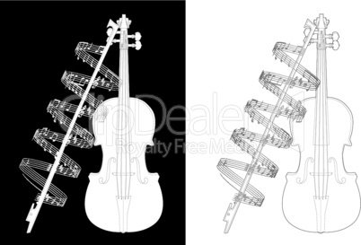 Vector illustration violine with note