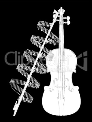 Vector illustration violine with note